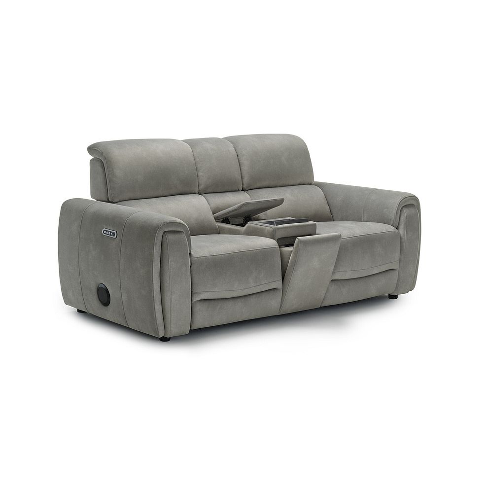Arabella 2 Seater Recliner Console Sofa with Smart Screen in Dexter Stone Fabric 2