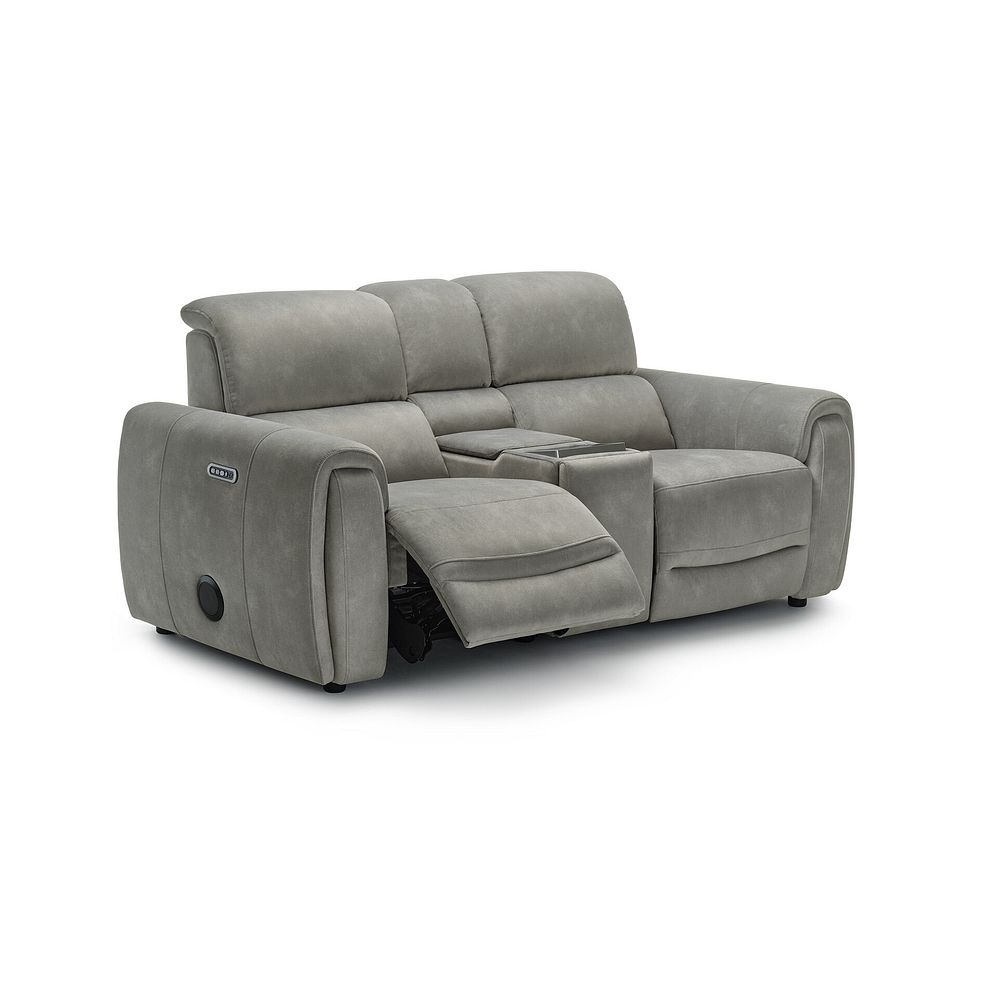 Arabella 2 Seater Recliner Console Sofa with Smart Screen in Dexter Stone Fabric 3