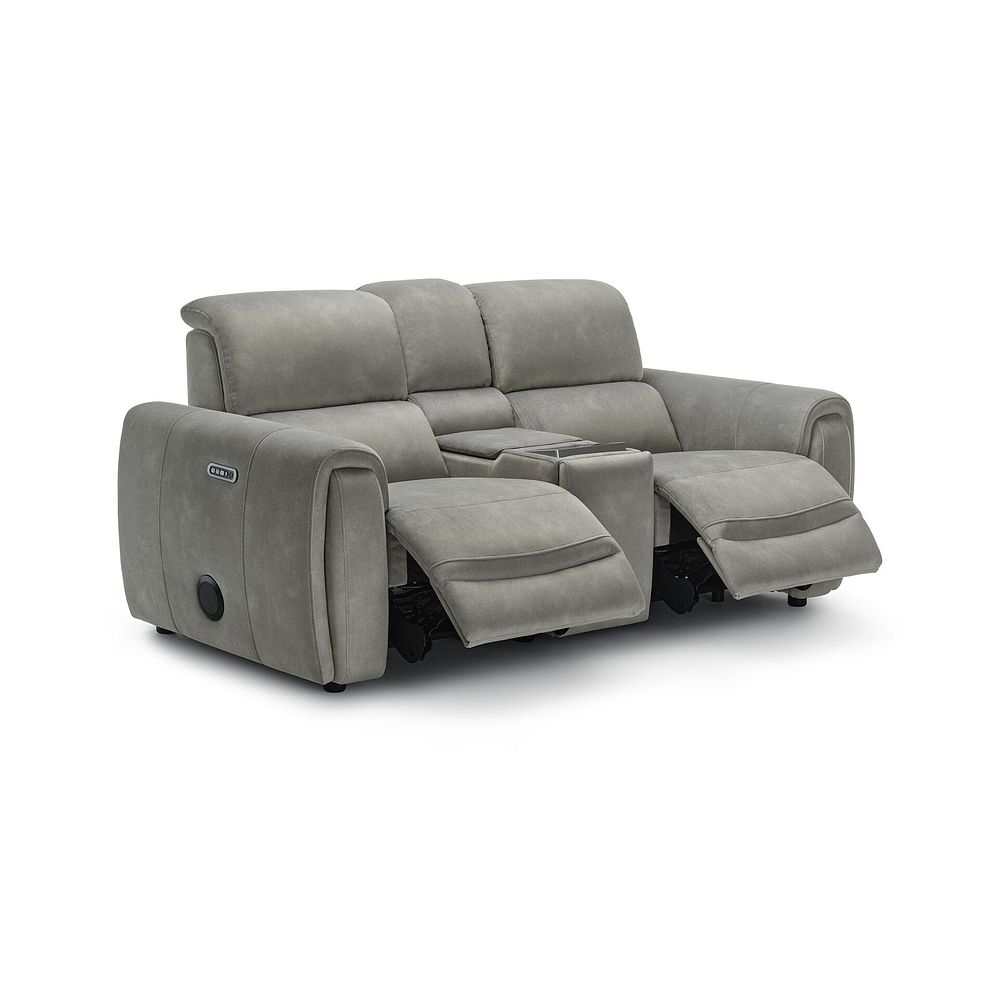 Arabella 2 Seater Recliner Console Sofa with Smart Screen in Dexter Stone Fabric 4