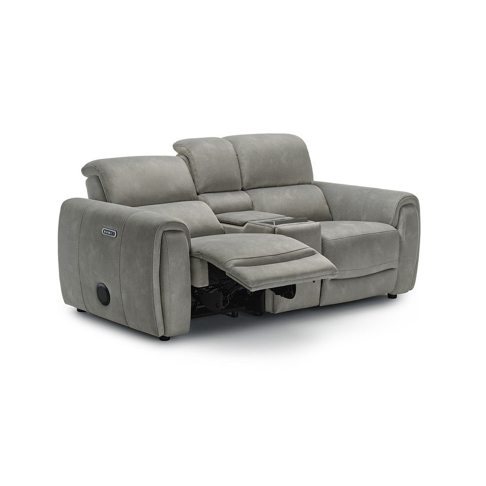 Arabella 2 Seater Recliner Console Sofa with Smart Screen in Dexter Stone Fabric 5