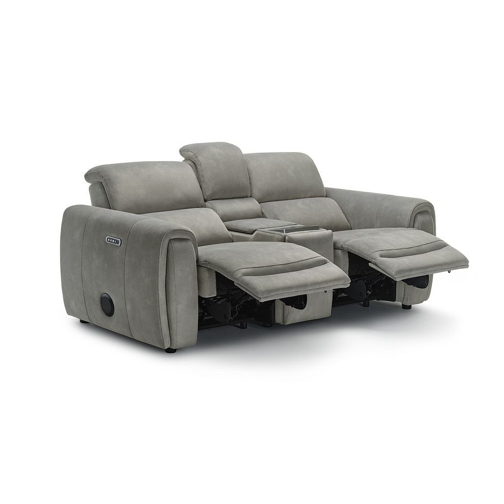 Arabella 2 Seater Recliner Console Sofa with Smart Screen in Dexter Stone Fabric 6