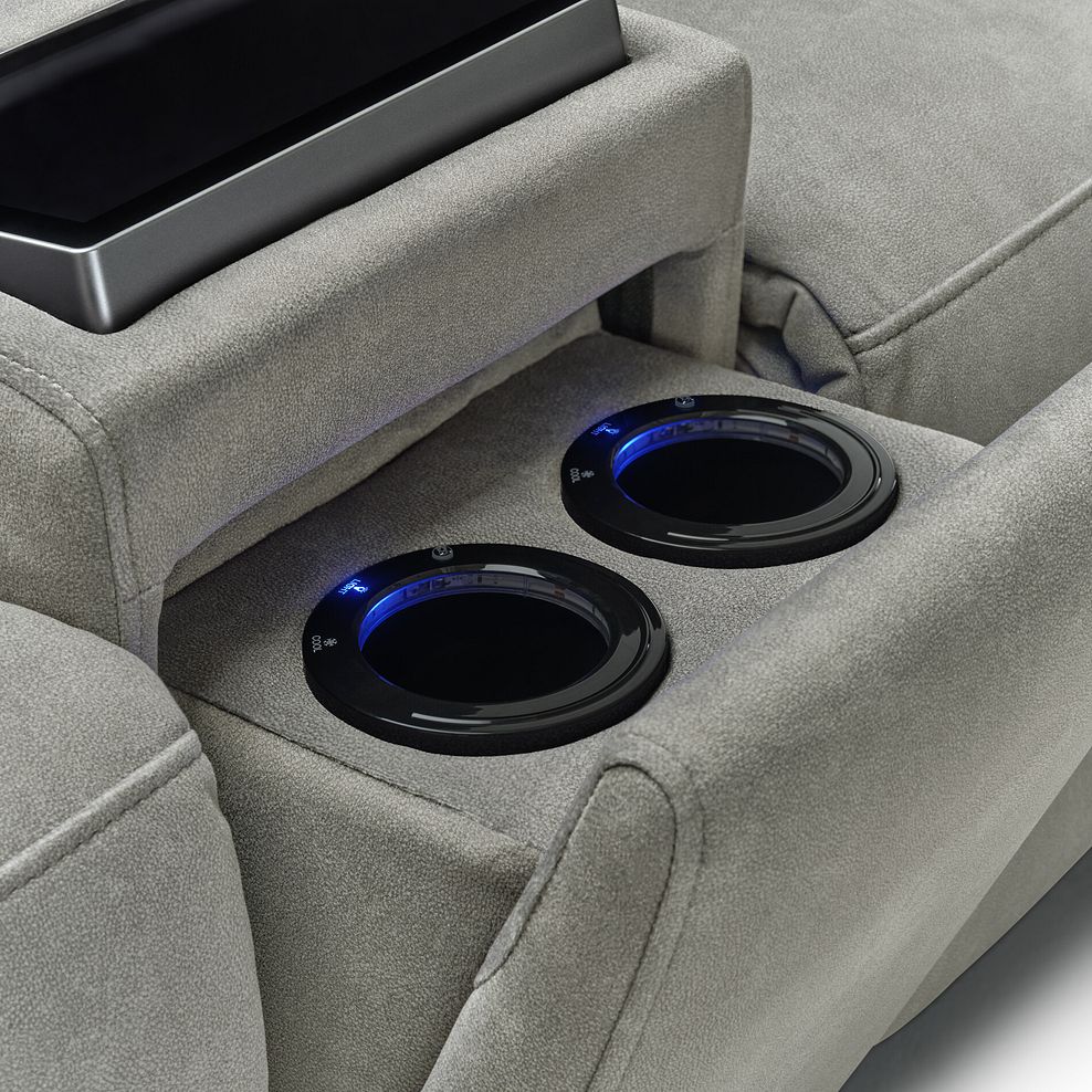 Arabella 2 Seater Recliner Console Sofa with Smart Screen in Dexter Stone Fabric 14