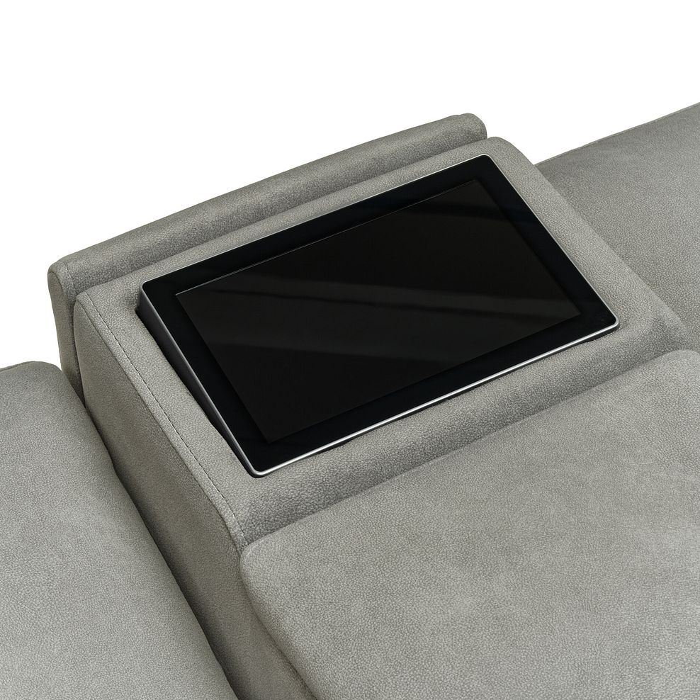 Arabella 2 Seater Recliner Console Sofa with Smart Screen in Dexter Stone Fabric 12