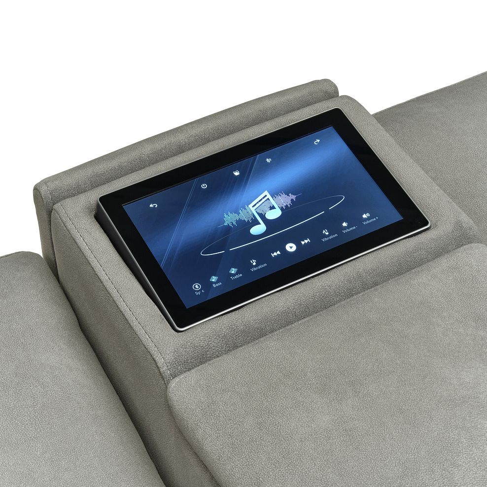 Arabella 2 Seater Recliner Console Sofa with Smart Screen in Dexter Stone Fabric 10