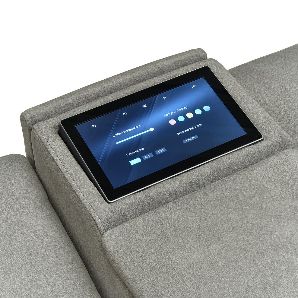 Arabella 2 Seater Recliner Console Sofa with Smart Screen in Dexter Stone Fabric 11
