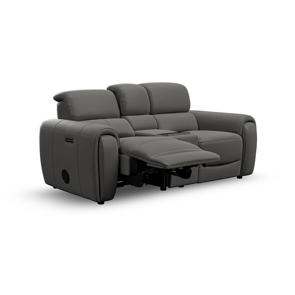 Arabella 2 Seater Recliner Console Sofa with Smart Screen in Elephant Grey Leather 5