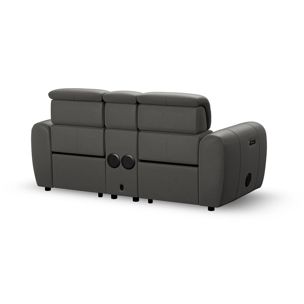 Arabella 2 Seater Recliner Console Sofa with Smart Screen in Elephant Grey Leather 8