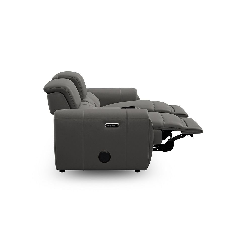 Arabella 2 Seater Recliner Console Sofa with Smart Screen in Elephant Grey Leather 11