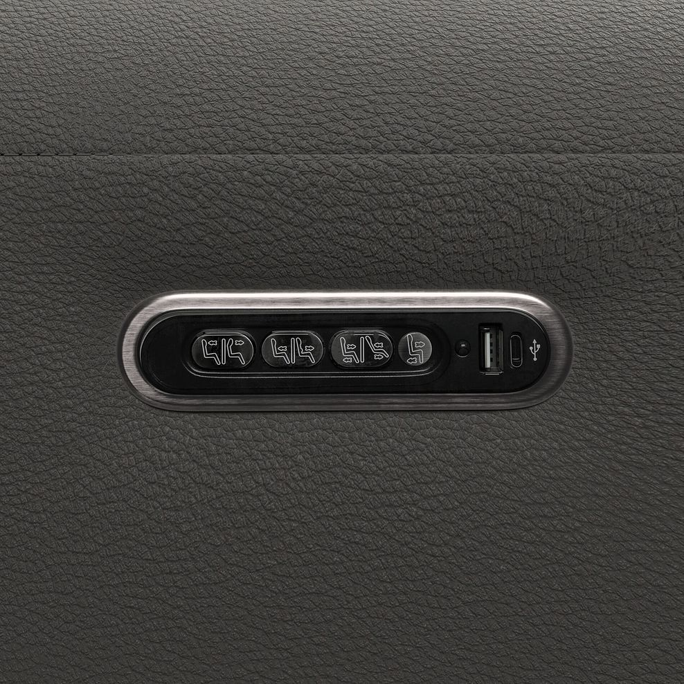 Arabella 2 Seater Recliner Console Sofa with Smart Screen in Elephant Grey Leather 16