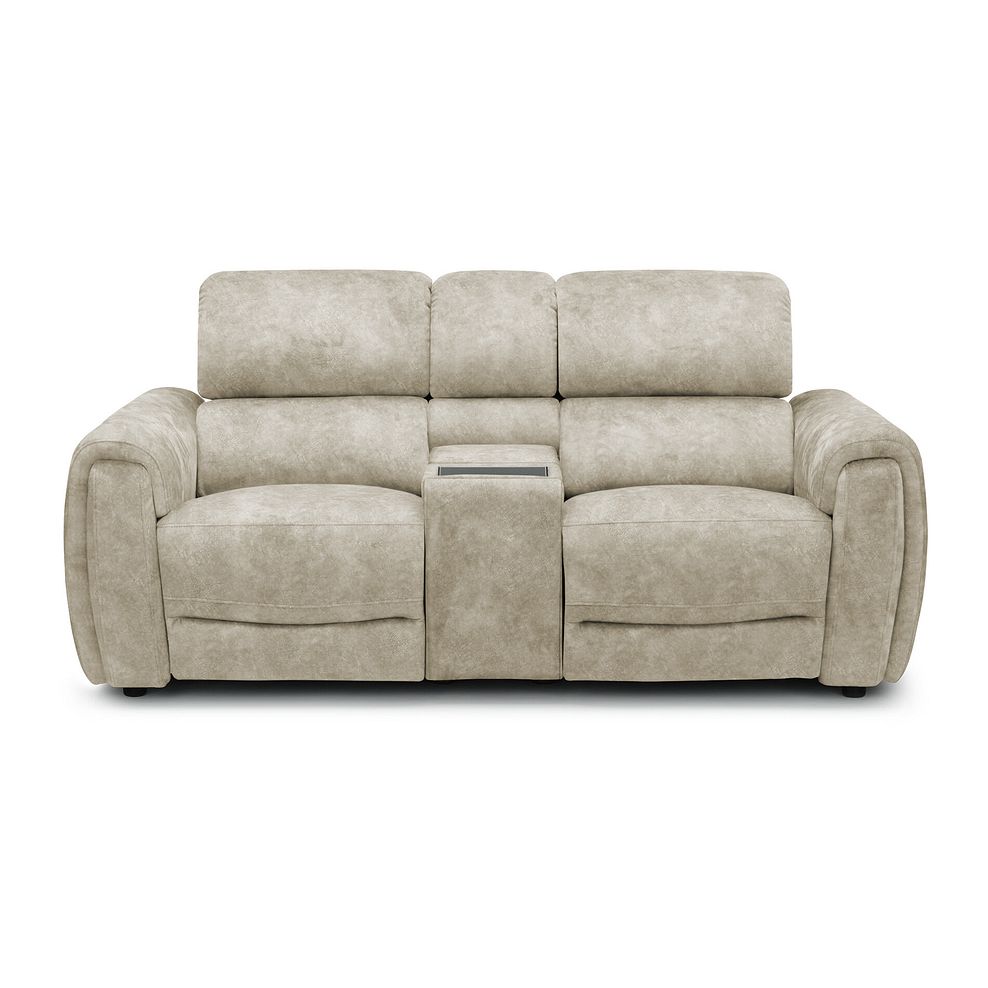 Arabella 2 Seater Recliner Console Sofa with Smart Screen in Marble Cream Fabric 3