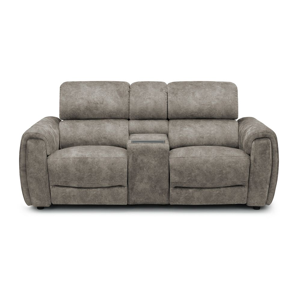 Arabella 2 Seater Recliner Console Sofa with Smart Screen in Marble Mink Fabric 3