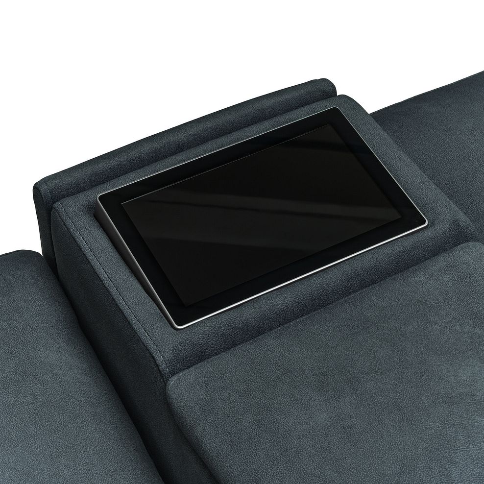 Arabella 2 Seater Recliner Console Sofa with Smart Screen in Marble Mink Fabric 12