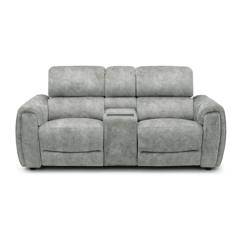 Arabella 2 Seater Recliner Console Sofa with Smart Screen in Marble Silver Fabric 3