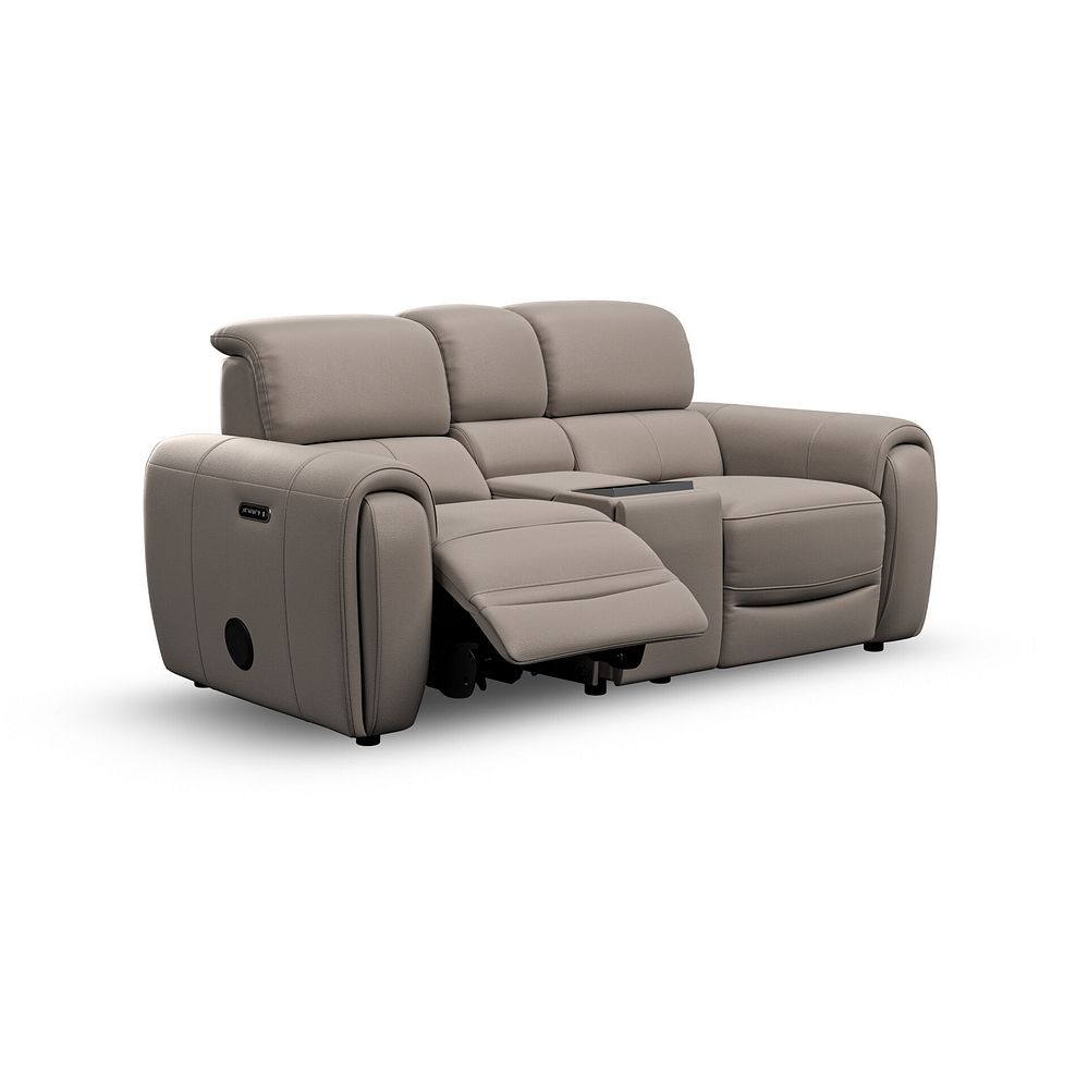 Arabella 2 Seater Recliner Console Sofa with Smart Screen in Oyster Leather 3