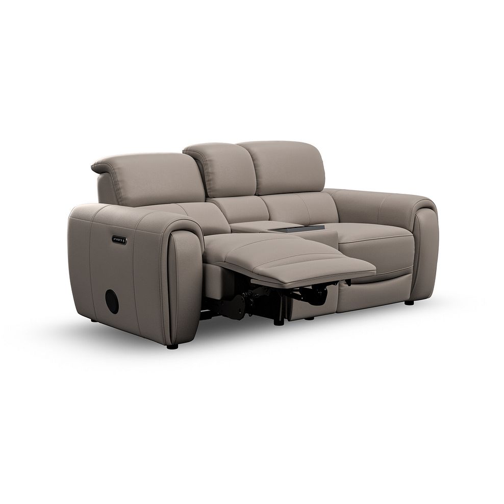 Arabella 2 Seater Recliner Console Sofa with Smart Screen in Oyster Leather 5