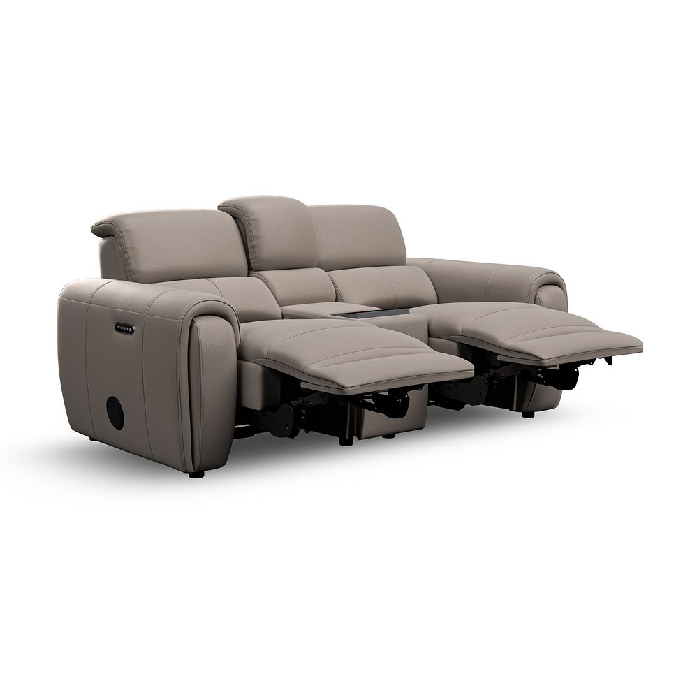 Arabella 2 Seater Recliner Console Sofa with Smart Screen in Oyster Leather 6