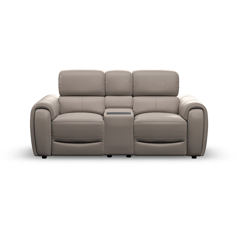 Arabella 2 Seater Recliner Console Sofa with Smart Screen in Oyster Leather 7