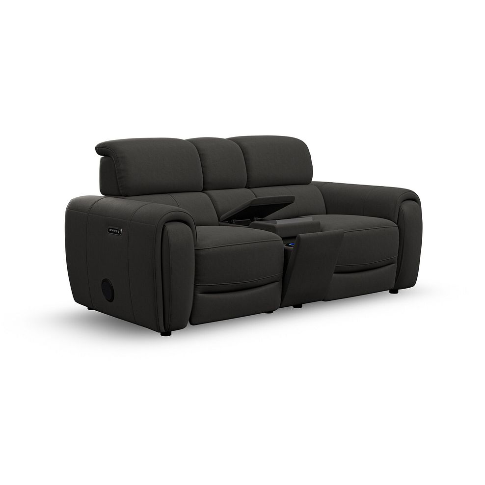 Arabella 2 Seater Recliner Console Sofa with Smart Screen in Storm Leather 2