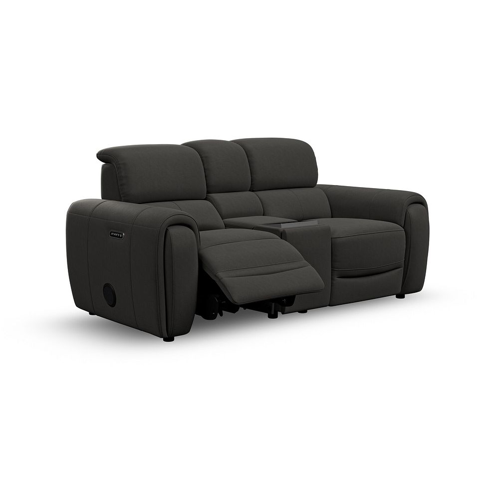 Arabella 2 Seater Recliner Console Sofa with Smart Screen in Storm Leather 3