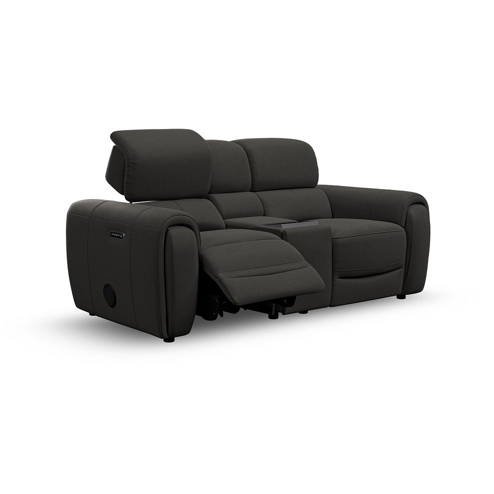 Arabella 2 Seater Recliner Console Sofa with Smart Screen in Storm Leather 4