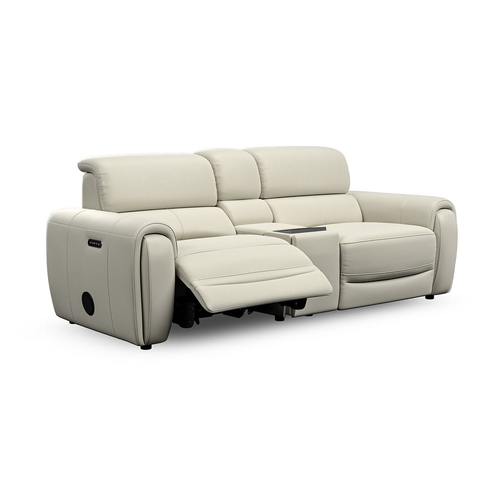 Arabella 3 Seater Recliner Console Sofa with Smart Screen in Bone China Leather 3