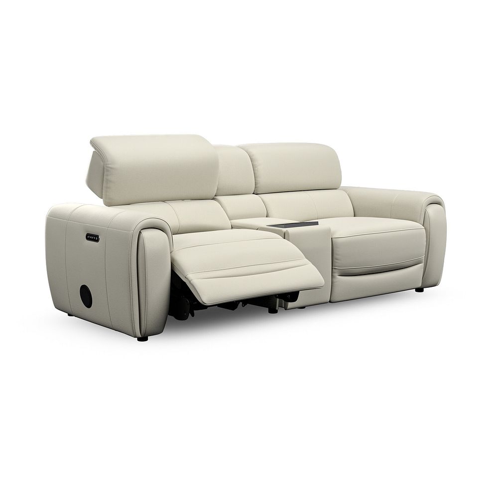 Arabella 3 Seater Recliner Console Sofa with Smart Screen in Bone China Leather 4