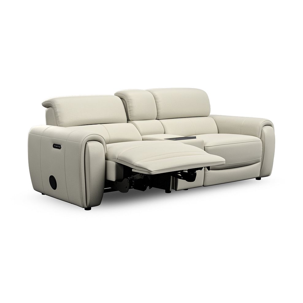Arabella 3 Seater Recliner Console Sofa with Smart Screen in Bone China Leather 5