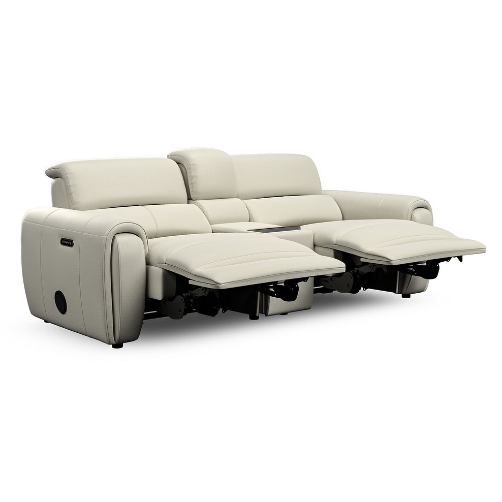 Arabella 3 Seater Recliner Console Sofa with Smart Screen in Bone China Leather 6