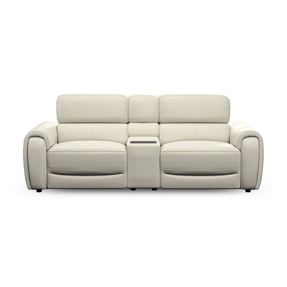 Arabella 3 Seater Recliner Console Sofa with Smart Screen in Bone China Leather 7