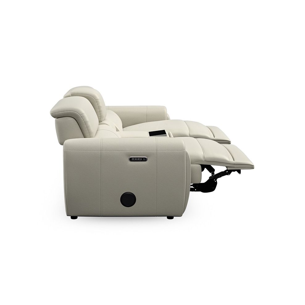 Arabella 3 Seater Recliner Console Sofa with Smart Screen in Bone China Leather 11