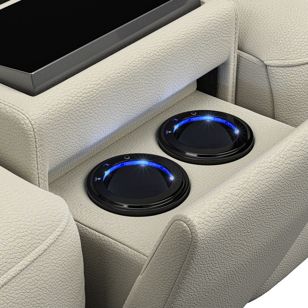 Arabella 3 Seater Recliner Console Sofa with Smart Screen in Bone China Leather 19