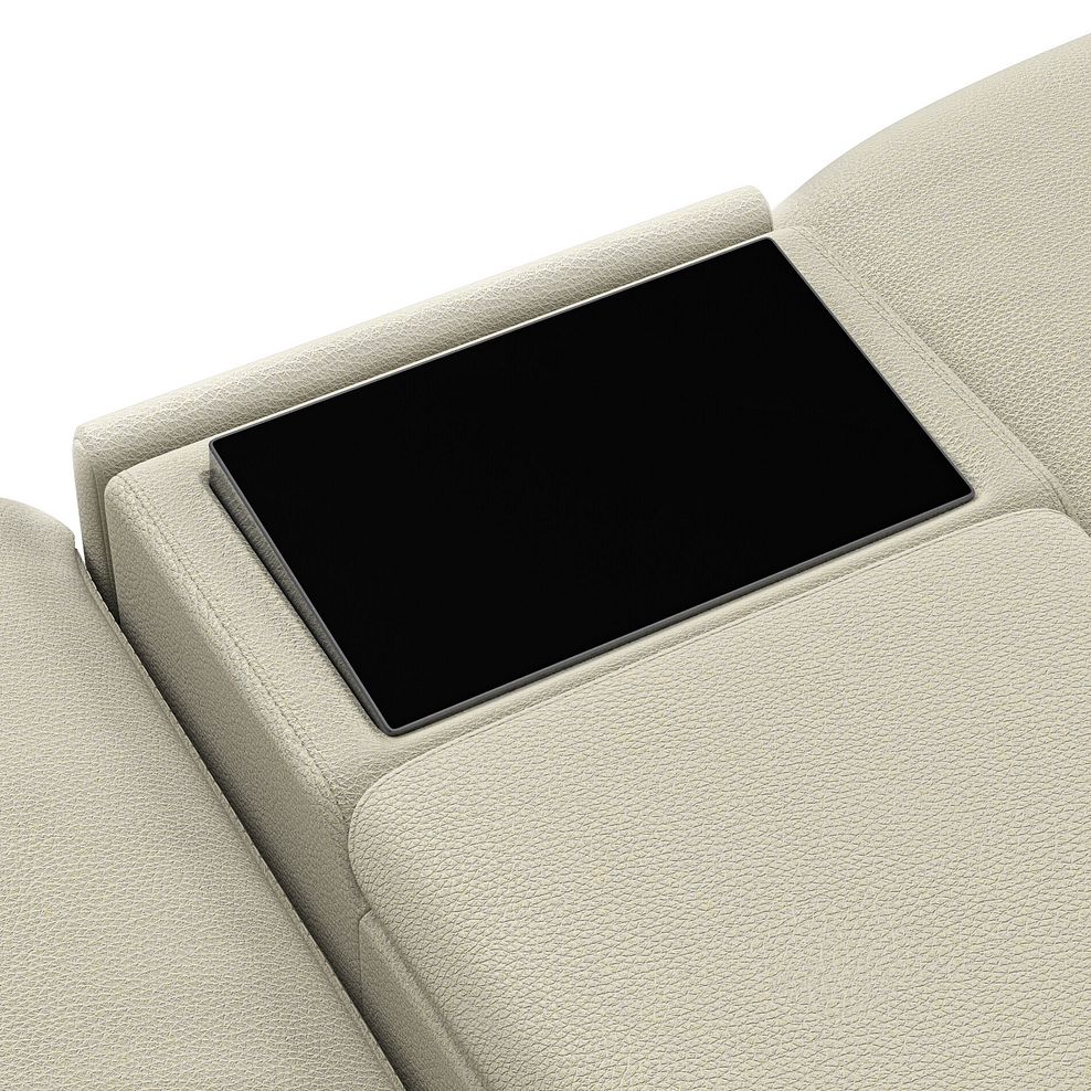 Arabella 3 Seater Recliner Console Sofa with Smart Screen in Bone China Leather 20