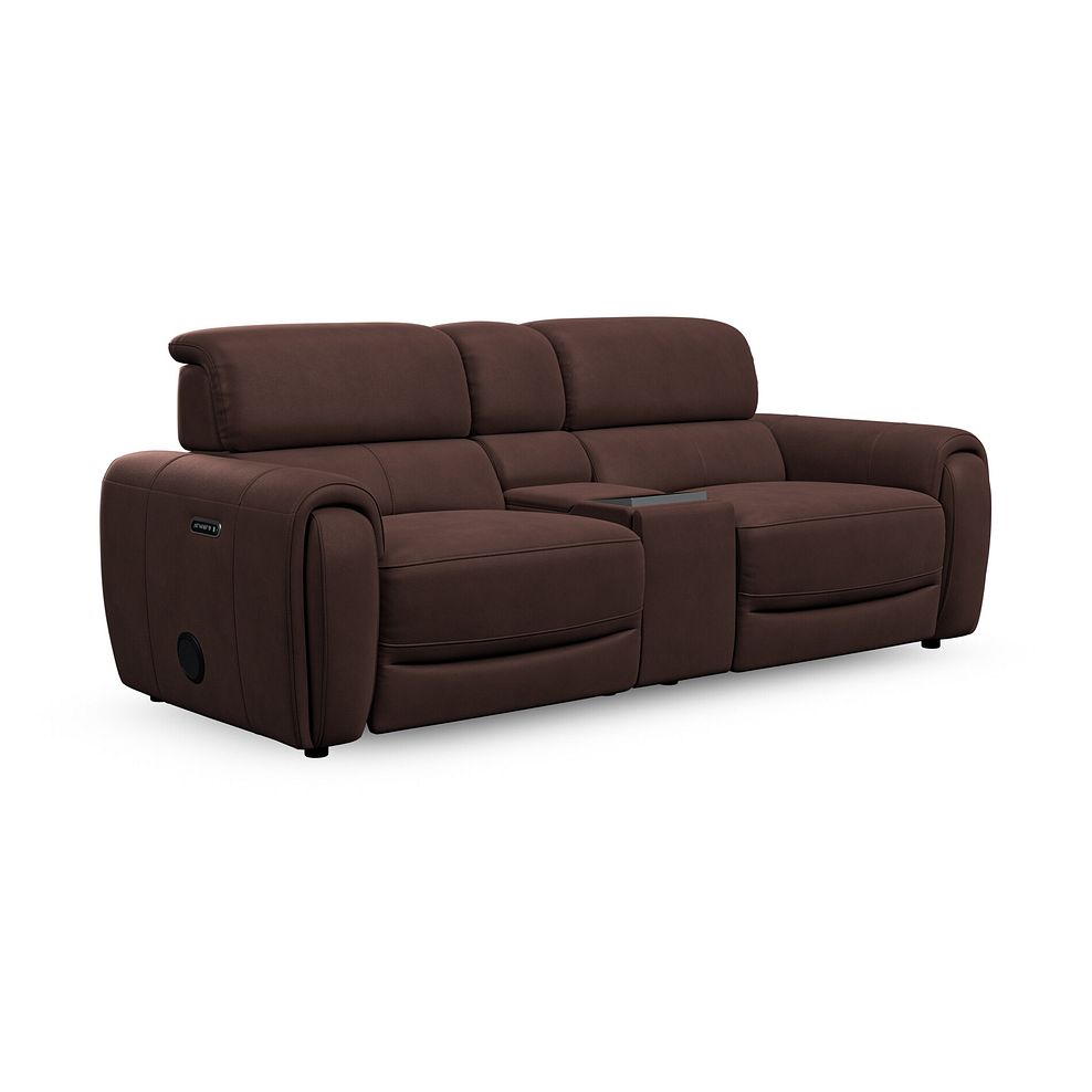 Arabella 3 Seater Recliner Console Sofa with Smart Screen in Chestnut Leather 1