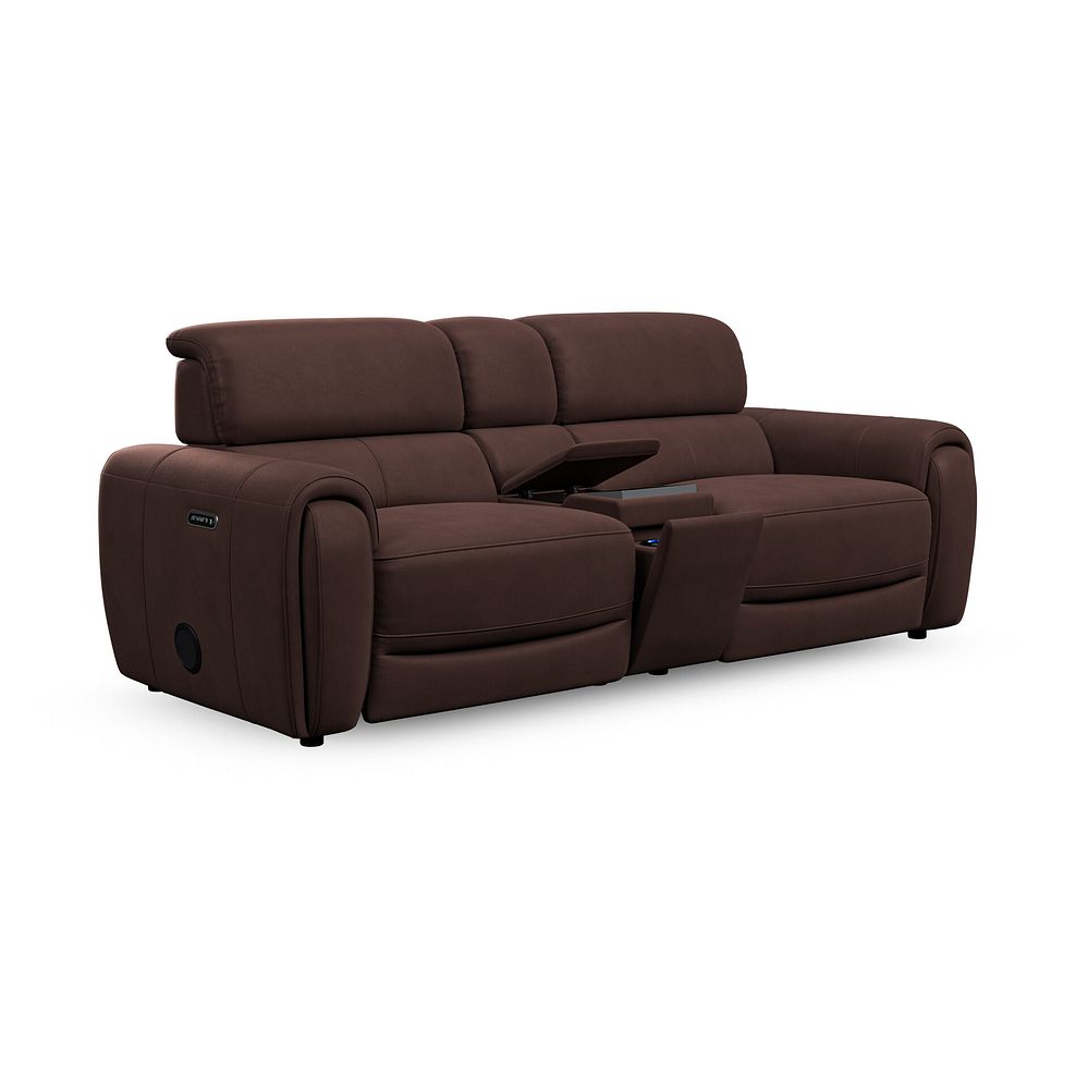 Arabella 3 Seater Recliner Console Sofa with Smart Screen in Chestnut Leather 2