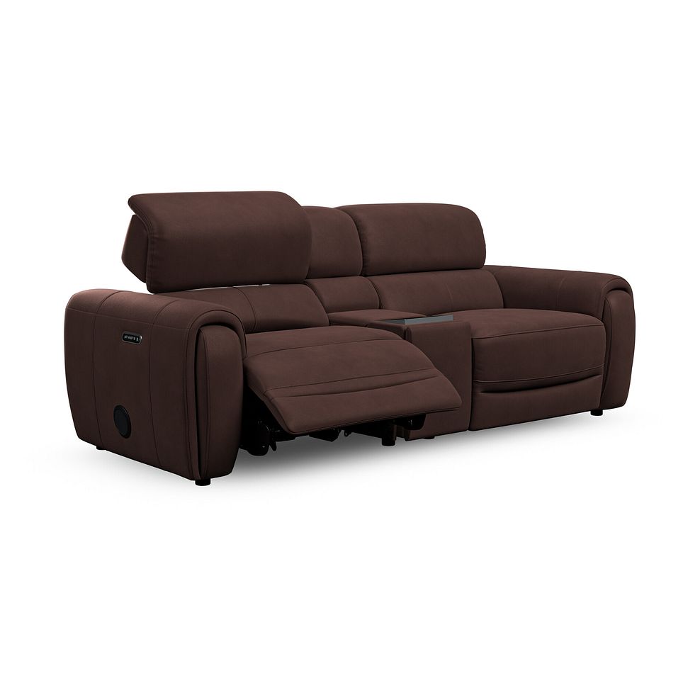 Arabella 3 Seater Recliner Console Sofa with Smart Screen in Chestnut Leather 4