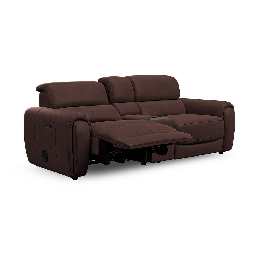 Arabella 3 Seater Recliner Console Sofa with Smart Screen in Chestnut Leather 5