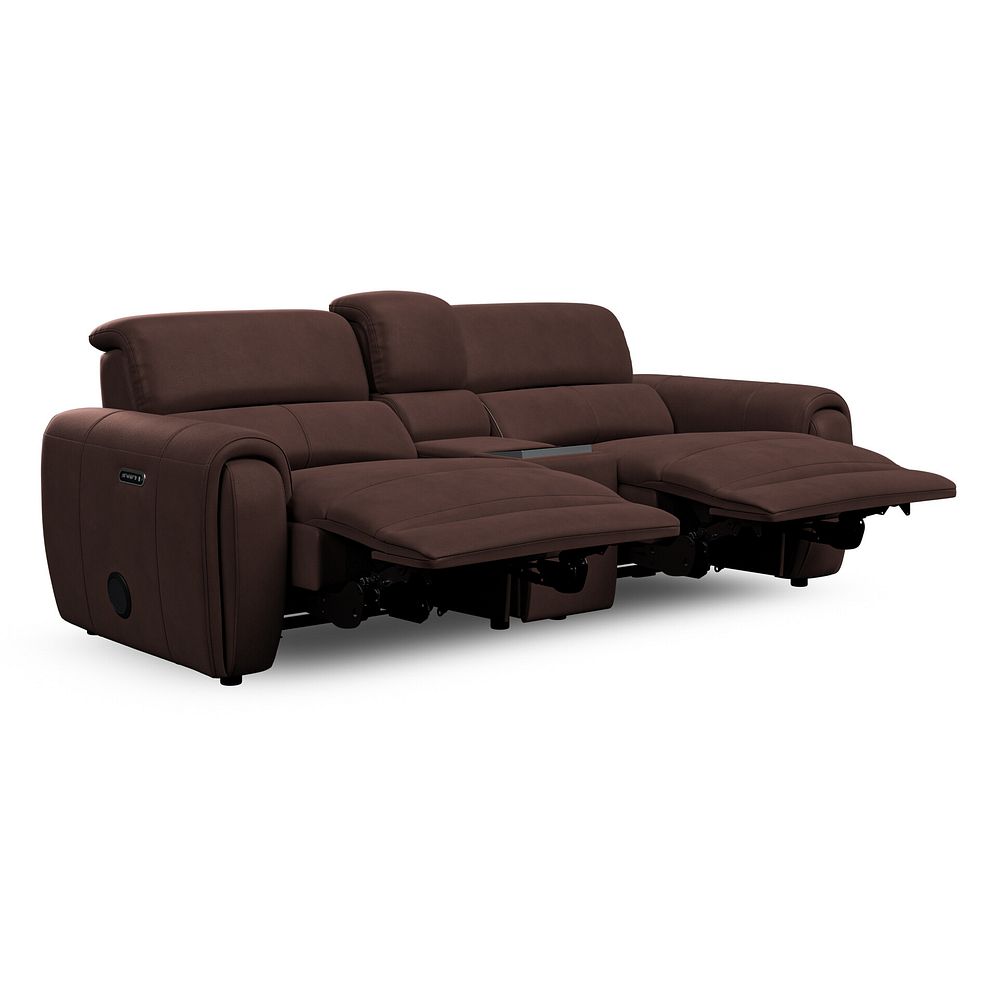 Arabella 3 Seater Recliner Console Sofa with Smart Screen in Chestnut Leather 6