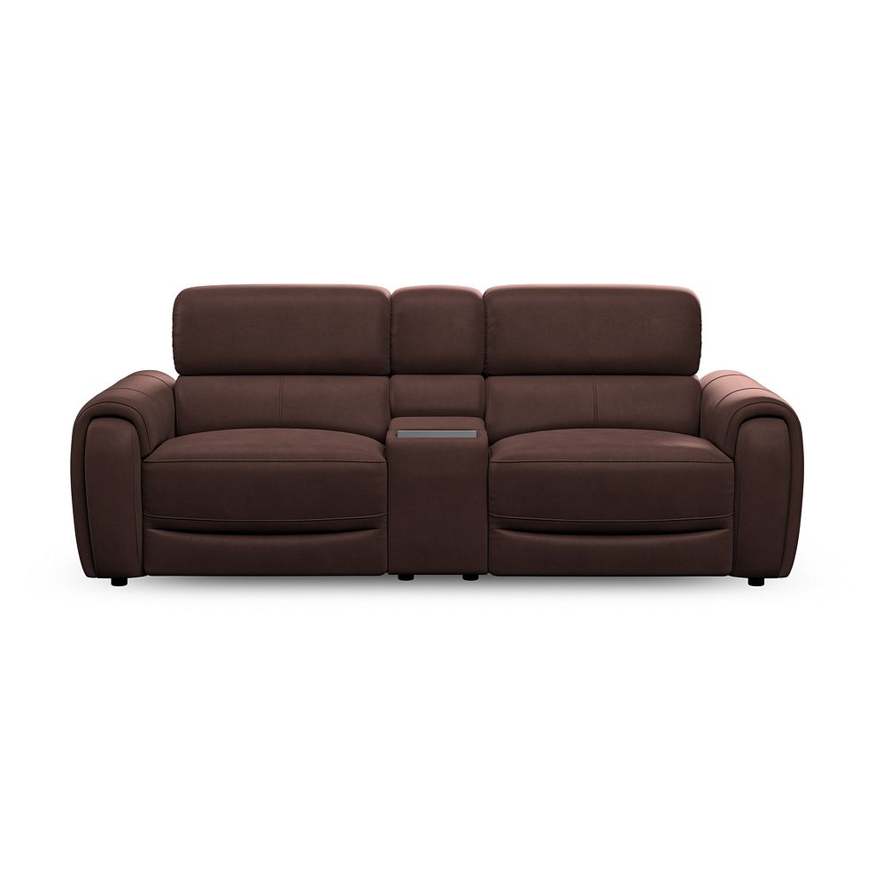 Arabella 3 Seater Recliner Console Sofa with Smart Screen in Chestnut Leather 7