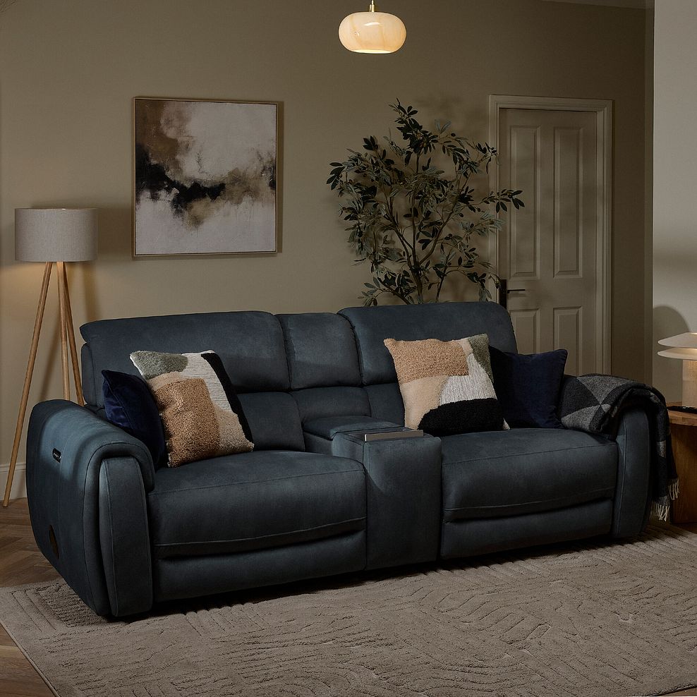 Arabella 2.5 Seater Recliner Console Sofa with Smart Screen in Dexter Shadow Fabric 4