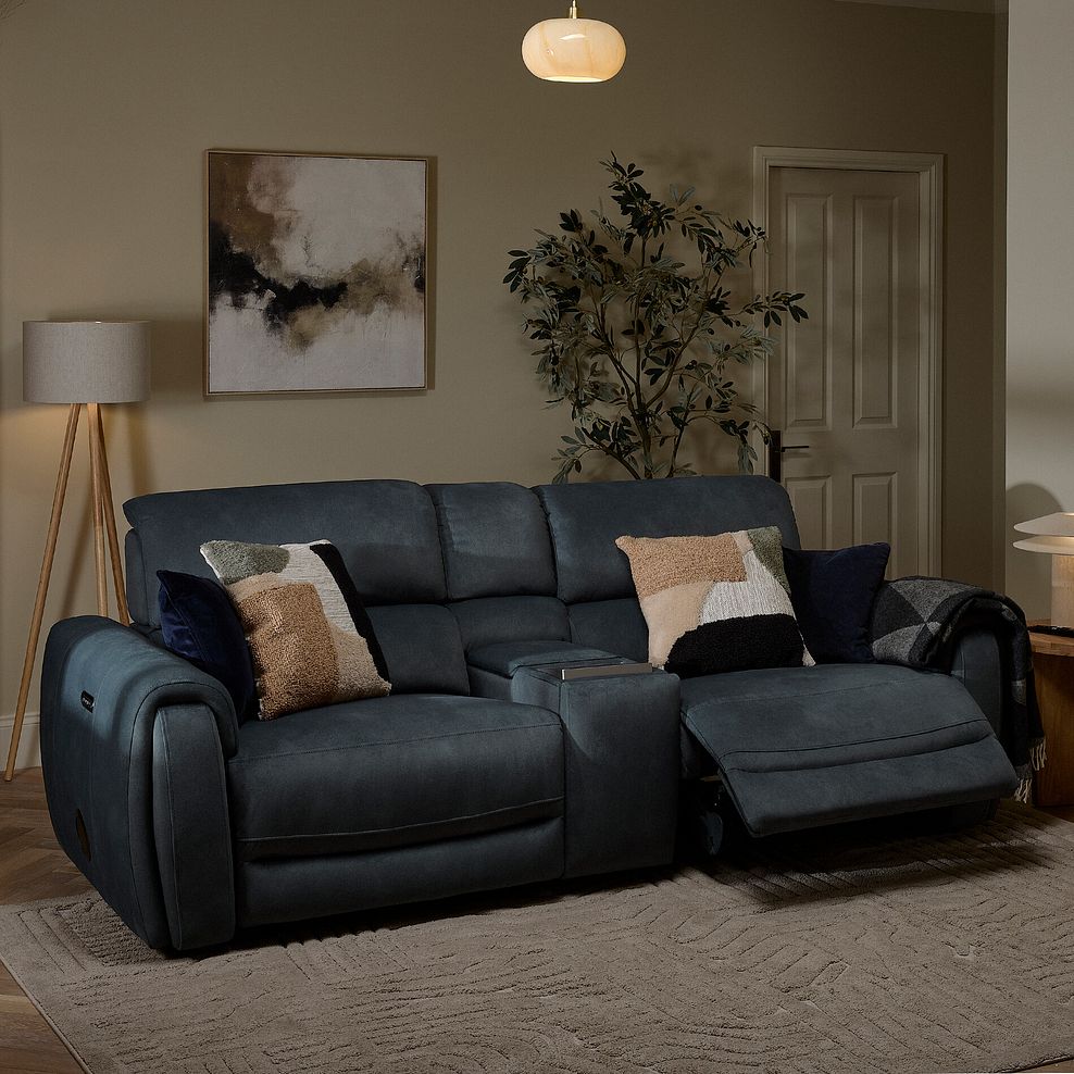 Arabella 2.5 Seater Recliner Console Sofa with Smart Screen in Dexter Shadow Fabric 3