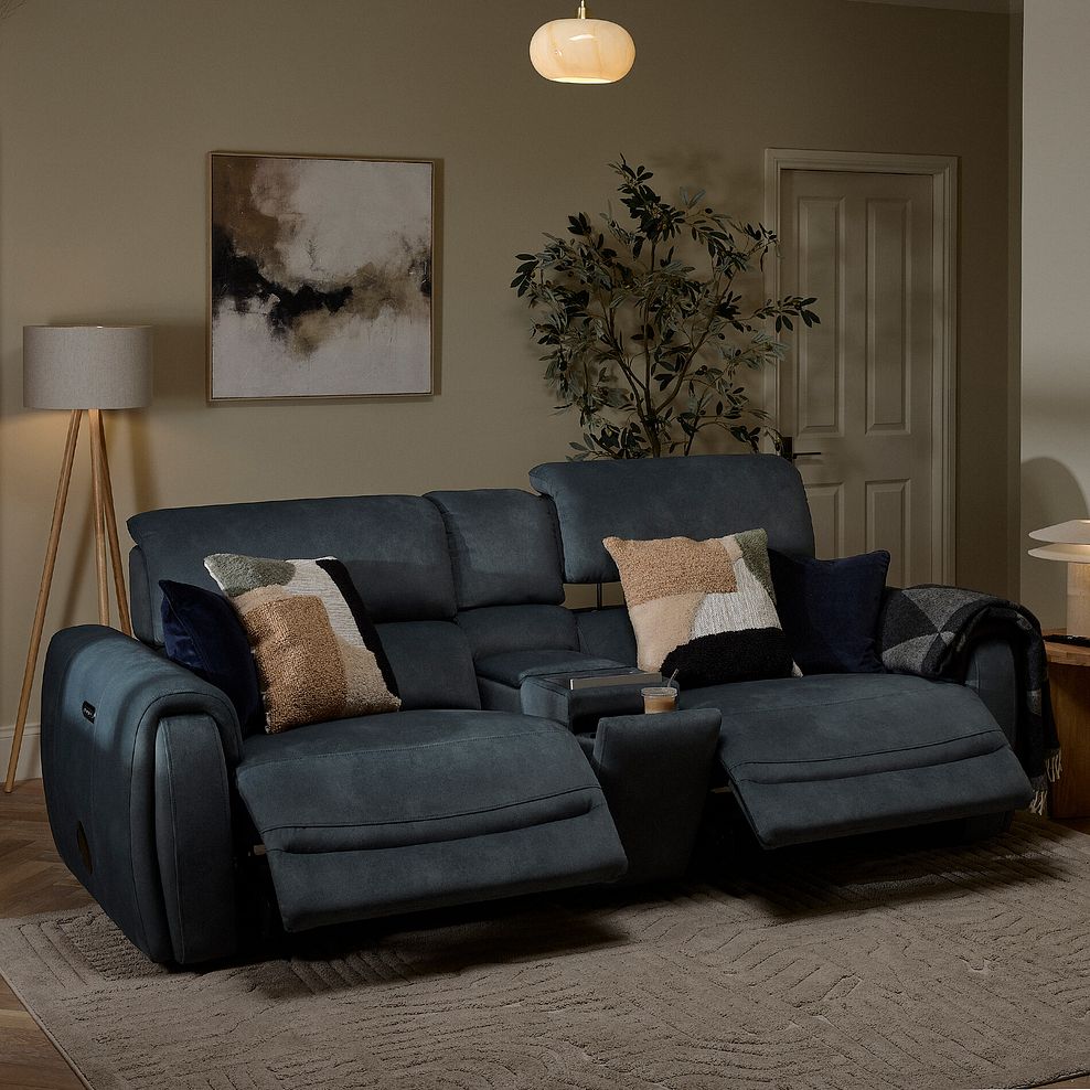 Arabella 2.5 Seater Recliner Console Sofa with Smart Screen in Dexter Shadow Fabric 2