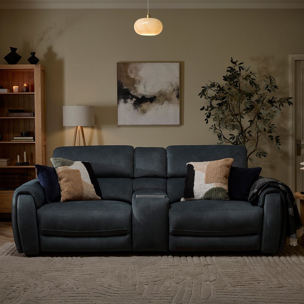 Arabella 2.5 Seater Recliner Console Sofa with Smart Screen in Dexter Shadow Fabric 5
