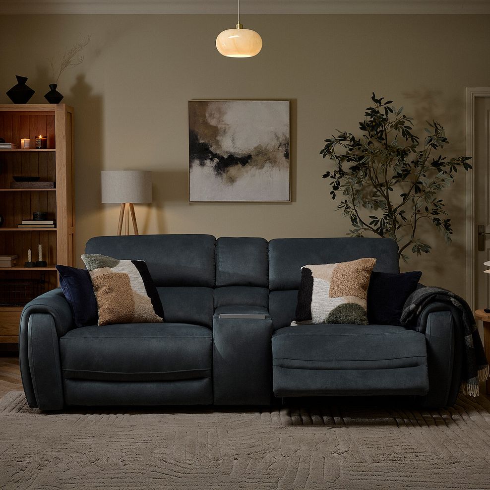 Arabella 2.5 Seater Recliner Console Sofa with Smart Screen in Dexter Shadow Fabric 6