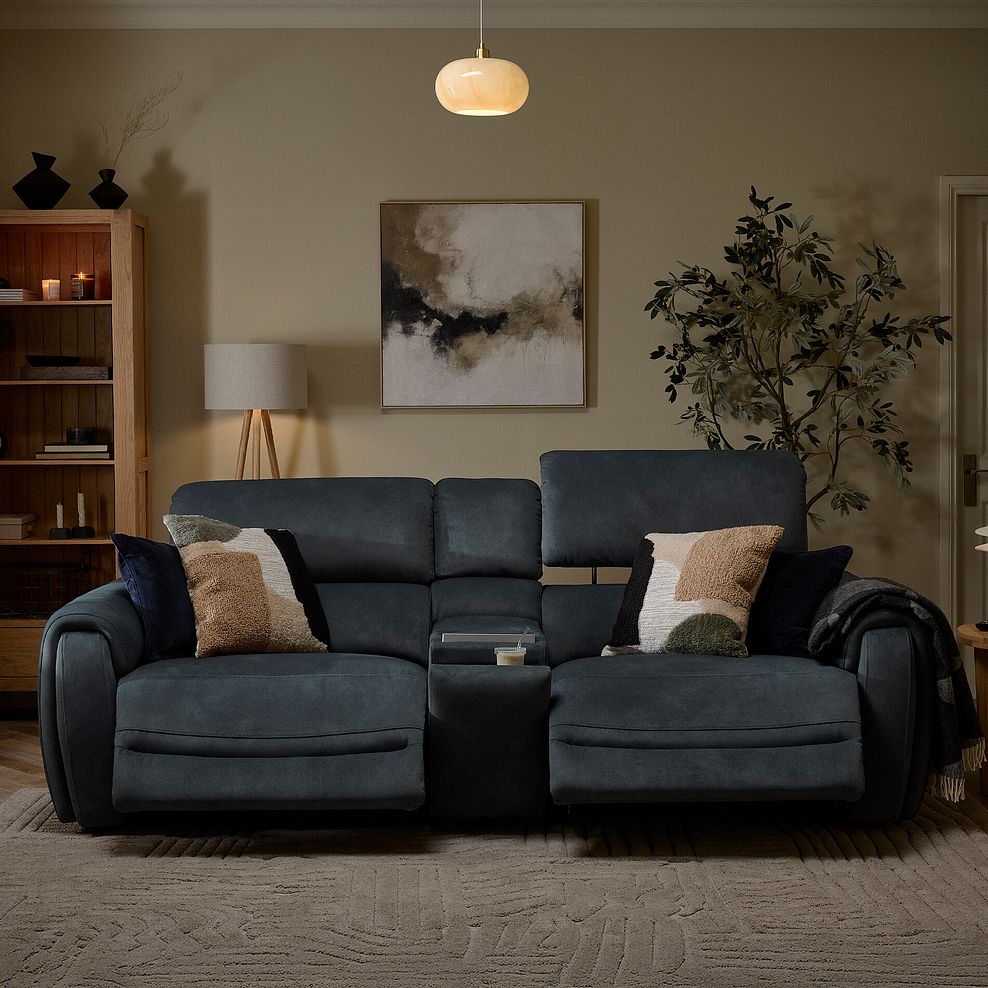 Arabella 2.5 Seater Recliner Console Sofa with Smart Screen in Dexter Shadow Fabric 7