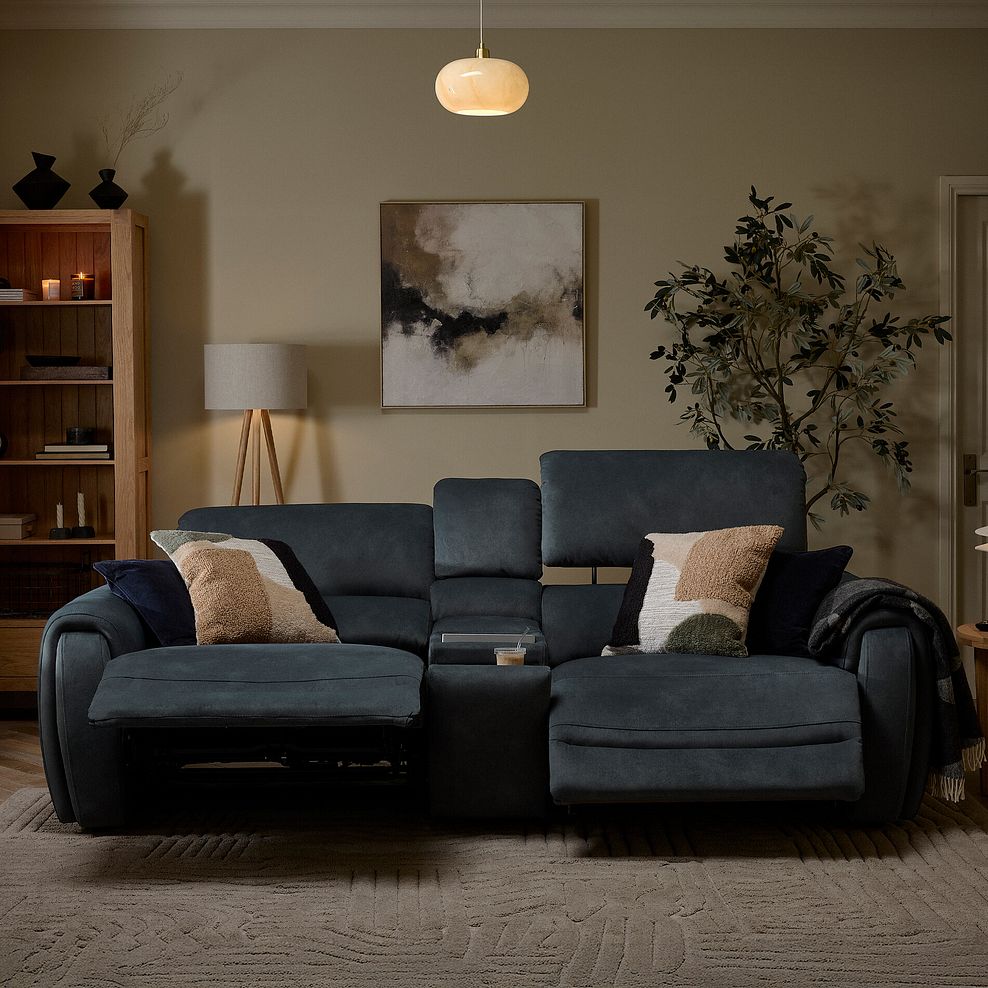 Arabella 2.5 Seater Recliner Console Sofa with Smart Screen in Dexter Shadow Fabric 8