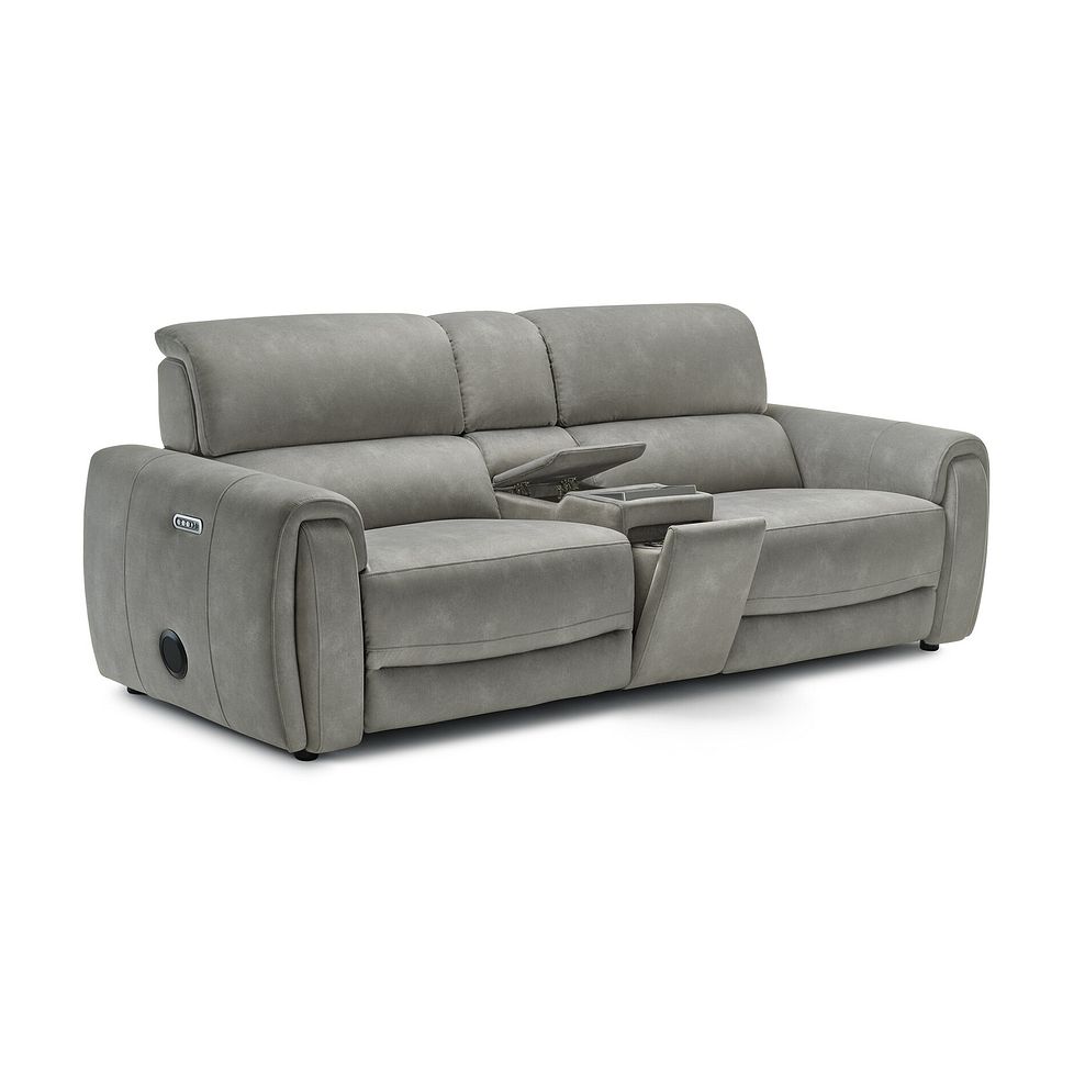 Arabella 2.5 Seater Recliner Console Sofa with Smart Screen in Dexter Stone Fabric 2