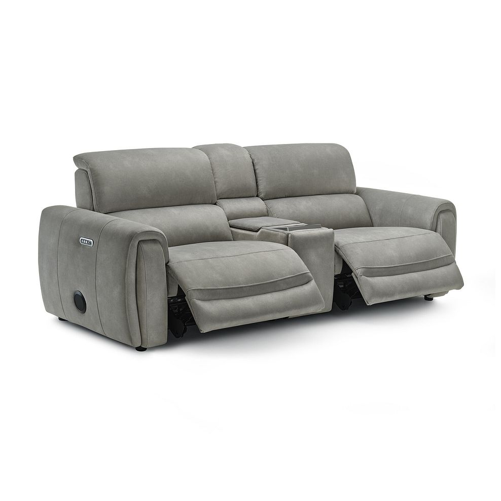 Arabella 2.5 Seater Recliner Console Sofa with Smart Screen in Dexter Stone Fabric 4