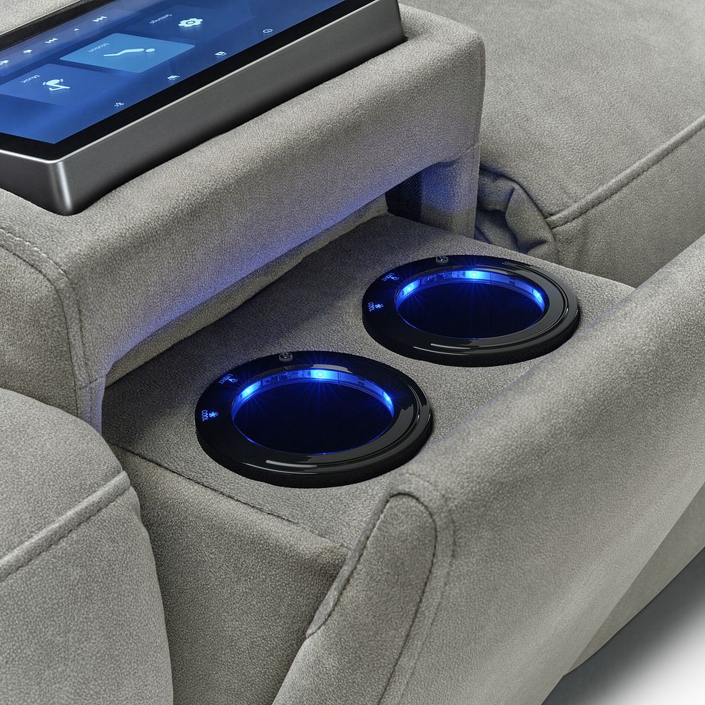 Arabella 2.5 Seater Recliner Console Sofa with Smart Screen in Dexter Stone Fabric 13