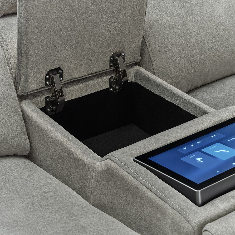 Arabella 2.5 Seater Recliner Console Sofa with Smart Screen in Dexter Stone Fabric 15