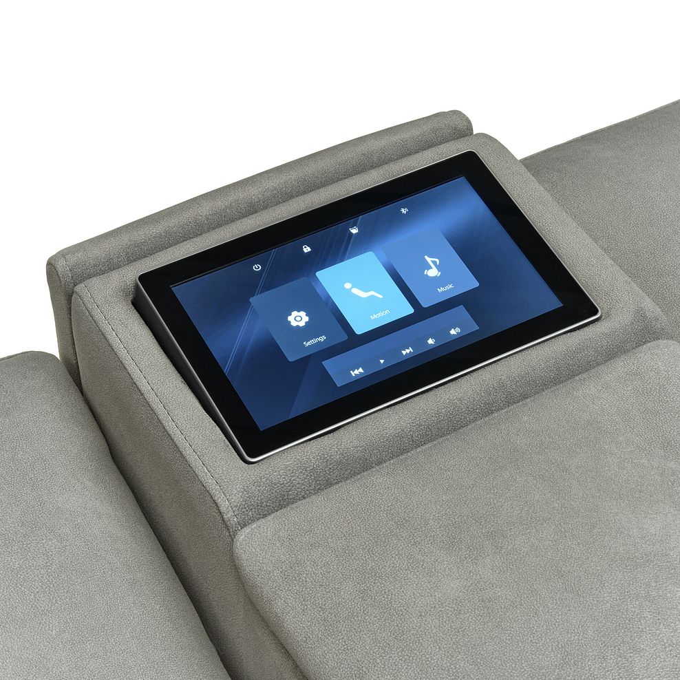 Arabella 2.5 Seater Recliner Console Sofa with Smart Screen in Dexter Stone Fabric 9